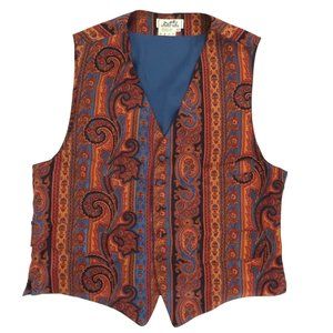 vtg HERMES paisley print Silk vest F 52 US 42 Large